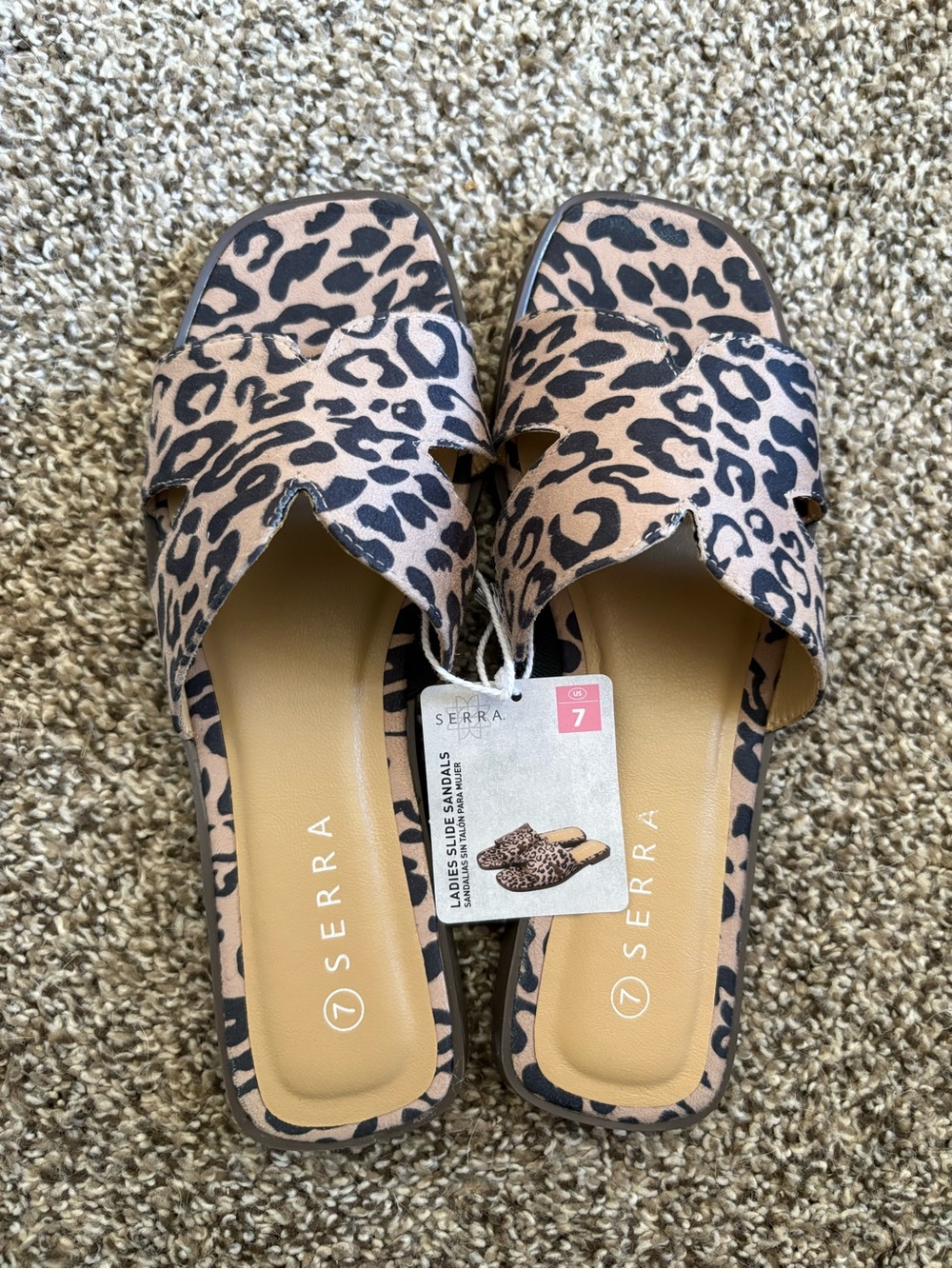 Serra Women’s Leopard Print Slide Sandals - Black/Tan